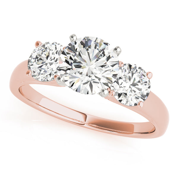 Conflict-Free Brilliance: Ethical 3 Stone Lab Diamond Ring in 14k Rose Gold