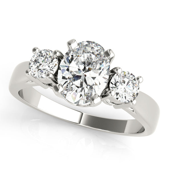 3.50 Carat Oval Lab Diamond Stone Wedding Ring Frontal Shot, Classic Prong Set