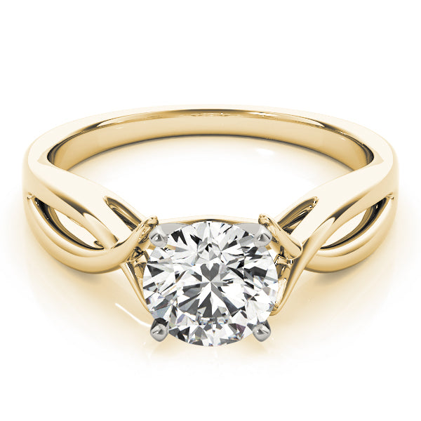 14K Yellow Gold Fluid Wave Engagement Ring with Round Brilliant Lab Diamond
