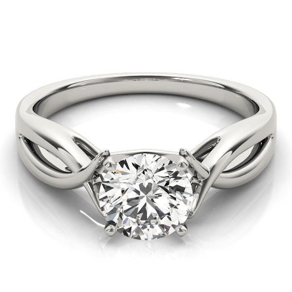 14K White Gold Modern High Cathedral Wave Diamond Engagement Ring