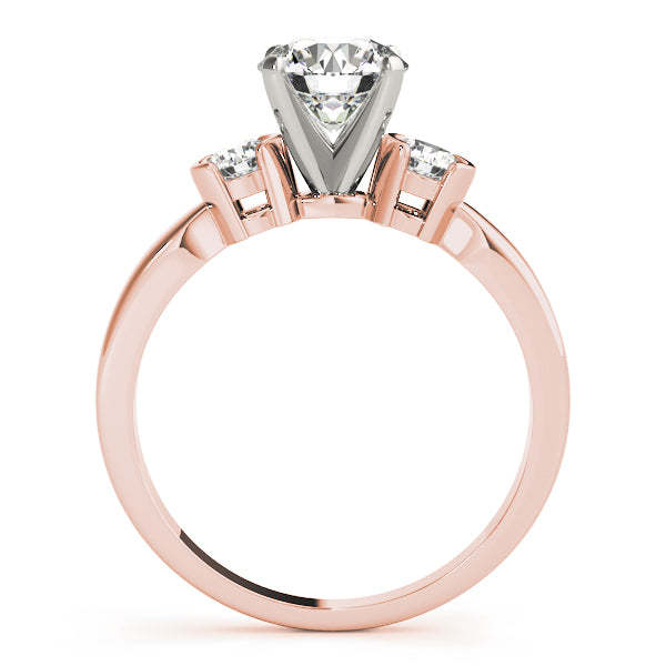 Front View Three Stone Ring Prong Semi Bezel Set
