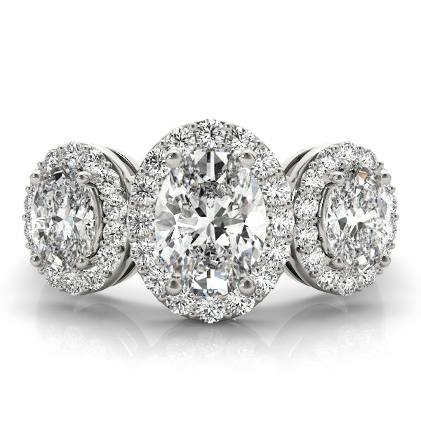 Pure Radiance: 2.50Ct Three-Stone Oval & Round Ring
