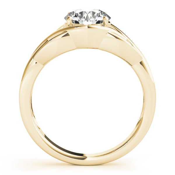 Side profile of 14k yellow gold ring showcasing the sleek band curvature.