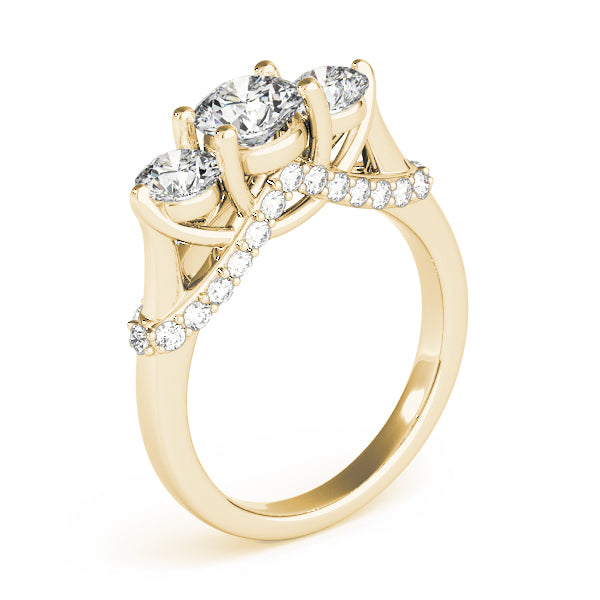 Certified 1.45Ct Round Cut Lab Grown Diamond 3-Stone Bridal Ring.