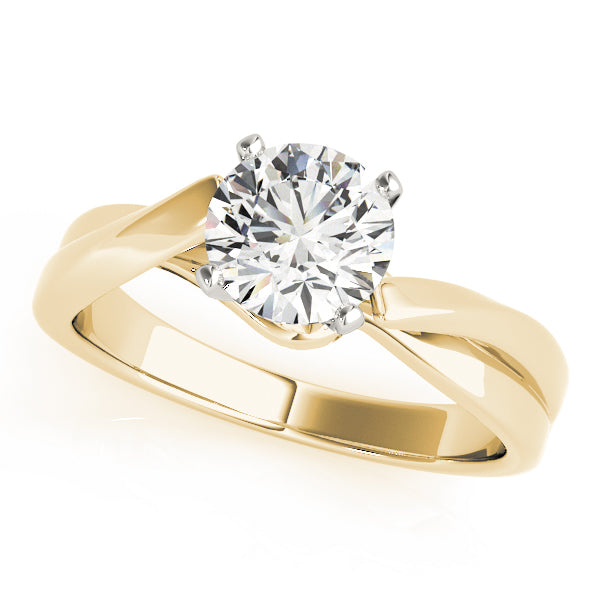 Round cut lab grown diamond solitaire engagement ring in 14K yellow gold