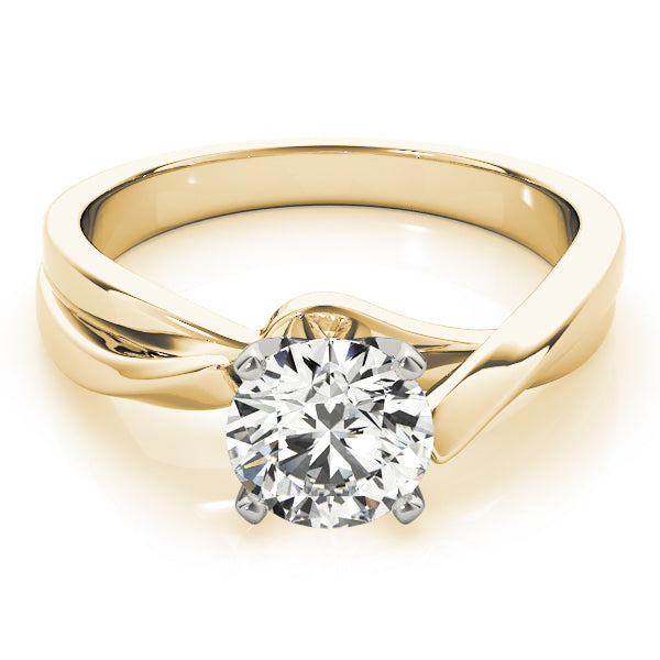 Close-up top perspective of 14K yellow gold lab grown diamond solitaire
