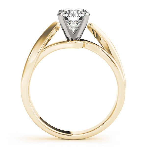 Side profile view of a yellow gold 14K lab diamond solitaire ring