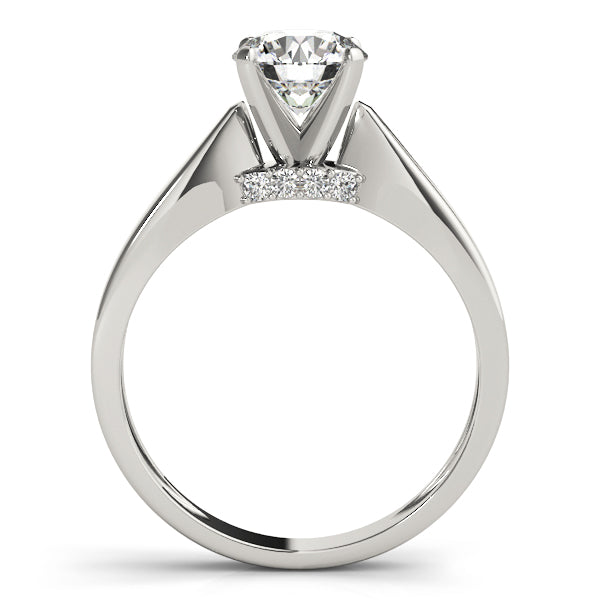 Side shot of a white gold engagement ring