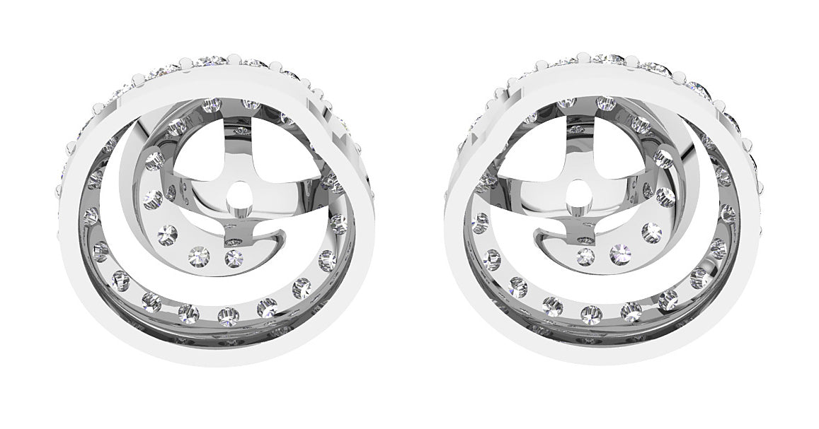 I1/SI1/VS1/VVS1 0.60Ct Round Diamond Designer Jacket Earring 14K Solid Rose Gold 9.90mm
