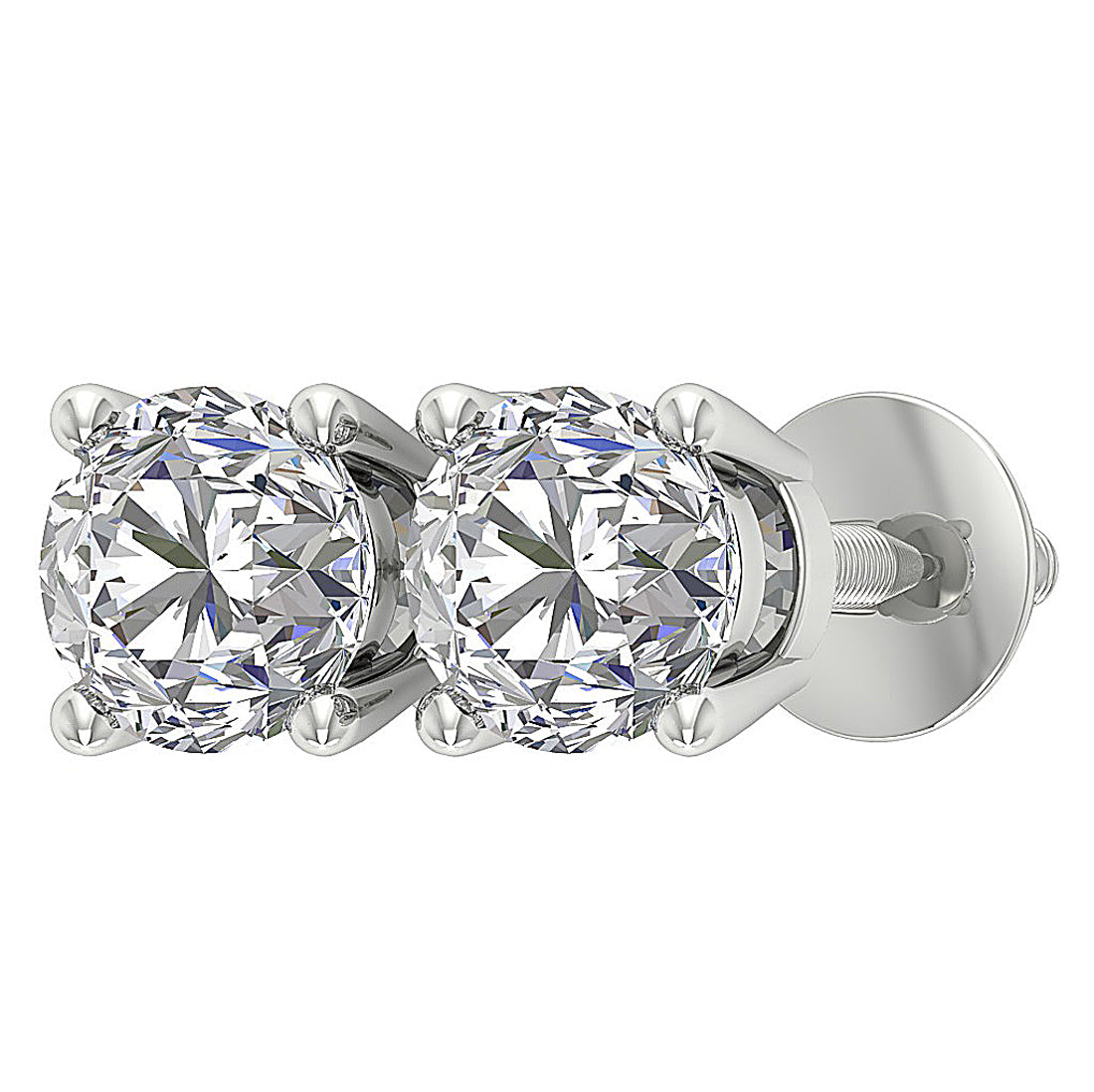 Big Lab Grown Solitaire Diamond Studs Earrings Prong Set 14k White Gold