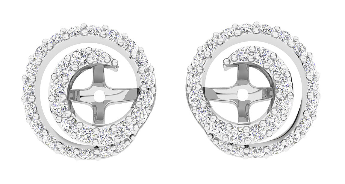 I1/SI1/VS1/VVS1 0.60Ct Round Diamond Designer Jacket Earring 14K Solid Rose Gold 9.90mm