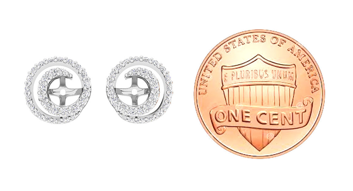 I1/SI1/VS1/VVS1 0.60Ct Round Diamond Designer Jacket Earring 14K Solid Rose Gold 9.90mm