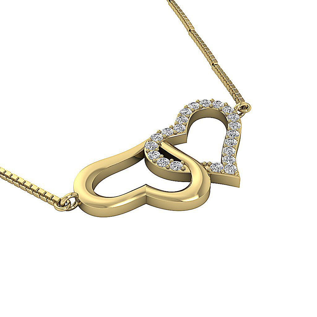 The Ellis Natural Round Cut Diamond Double Heart Pendant