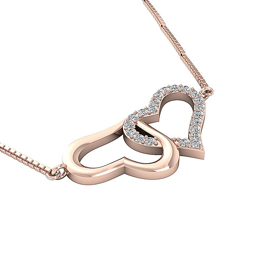 The Ellis Natural Round Cut Diamond Double Heart Pendant