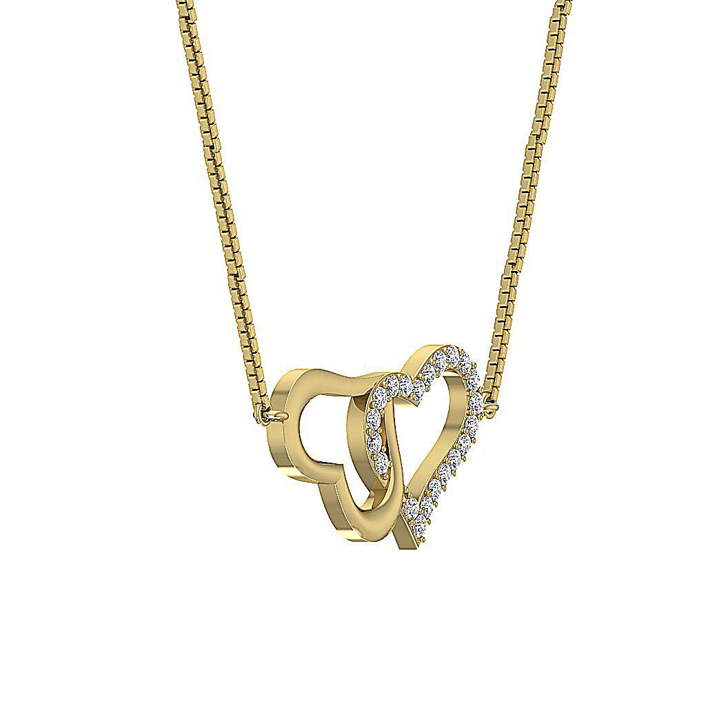 The Ellis Natural Round Cut Diamond Double Heart Pendant