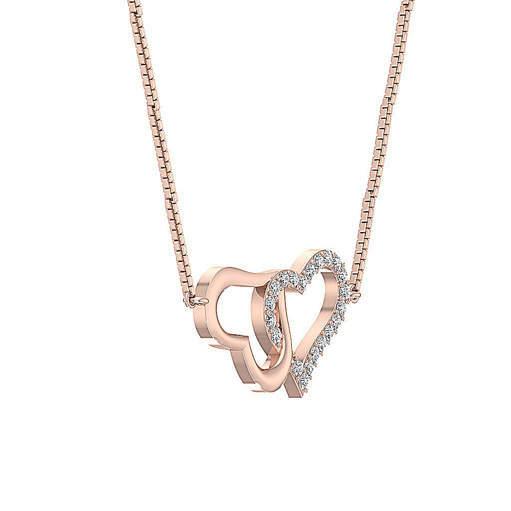 The Ellis Natural Round Cut Diamond Double Heart Pendant