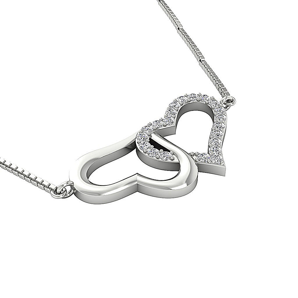 The Ellis Natural Round Cut Diamond Double Heart Pendant