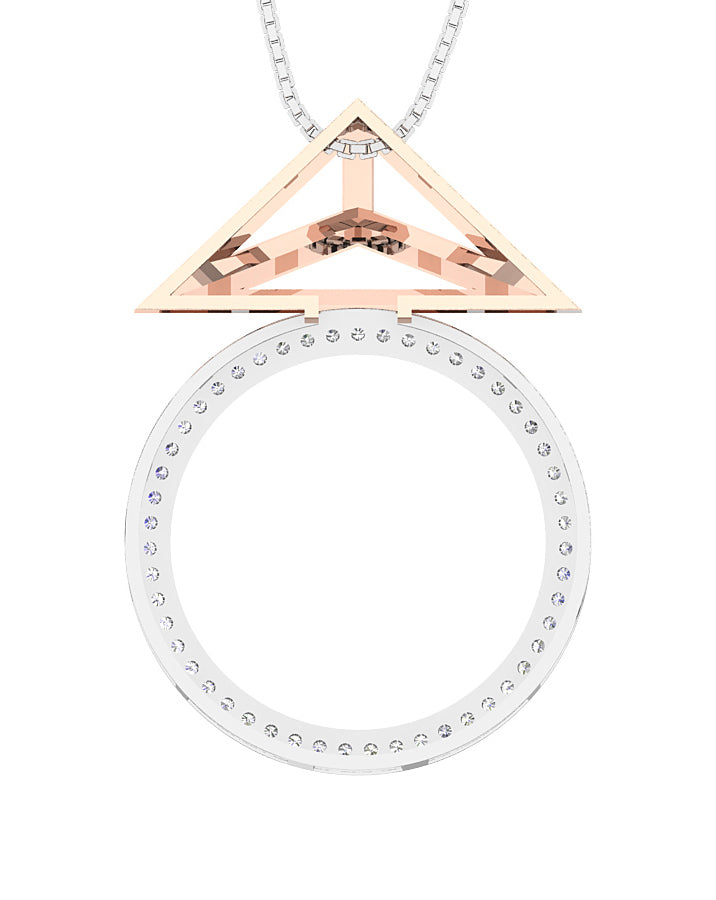 The Ethan Fashion Circle Pendant 14k Two-Tone Gold Natural Diamond Prong Set