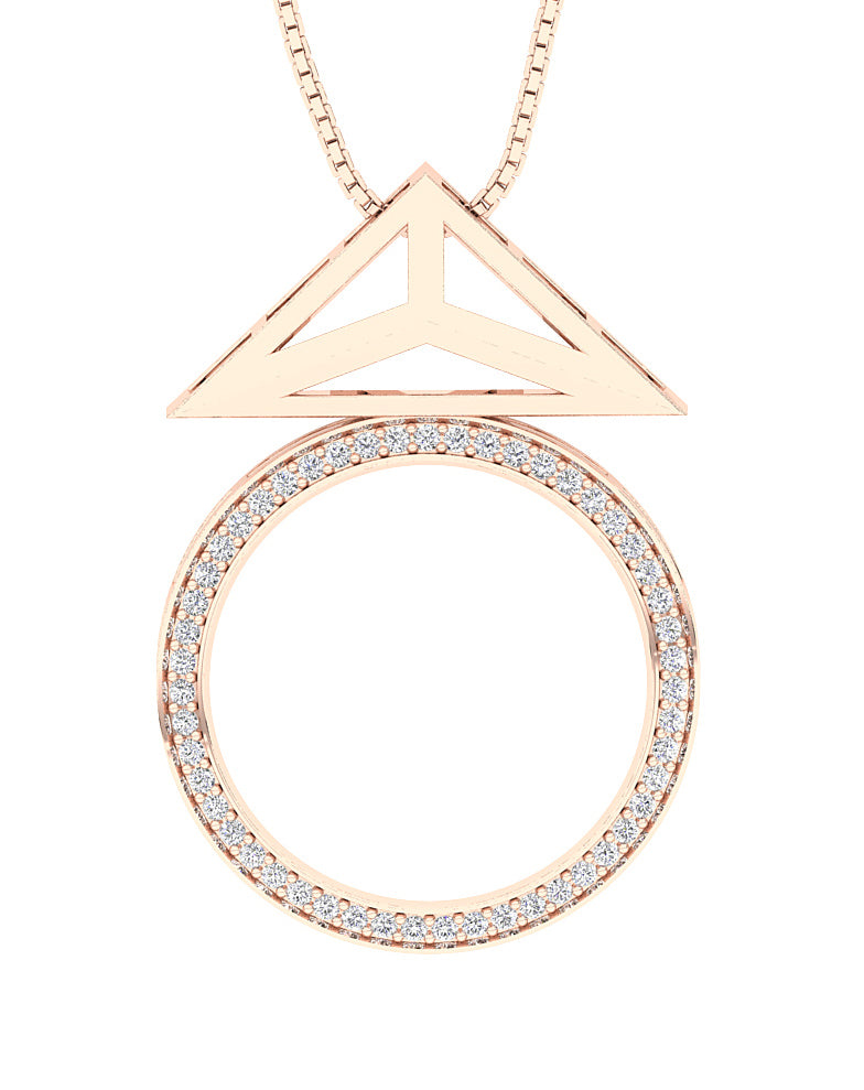 The Ethan Fashion Circle Pendant 14k Two-Tone Gold Natural Diamond Prong Set