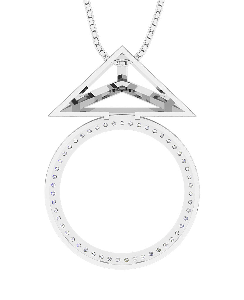 The Ethan Fashion Circle Pendant 14k Two-Tone Gold Natural Diamond Prong Set