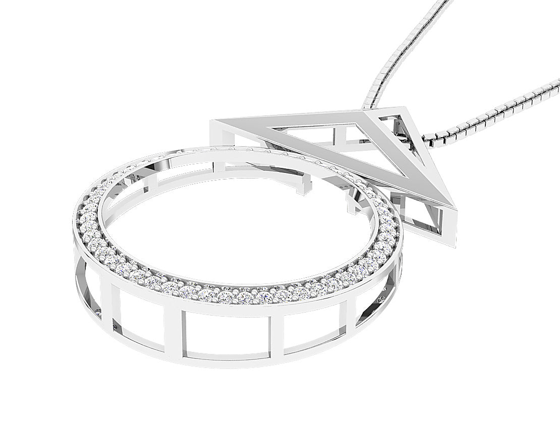 The Ethan Fashion Circle Pendant 14k Two-Tone Gold Natural Diamond Prong Set