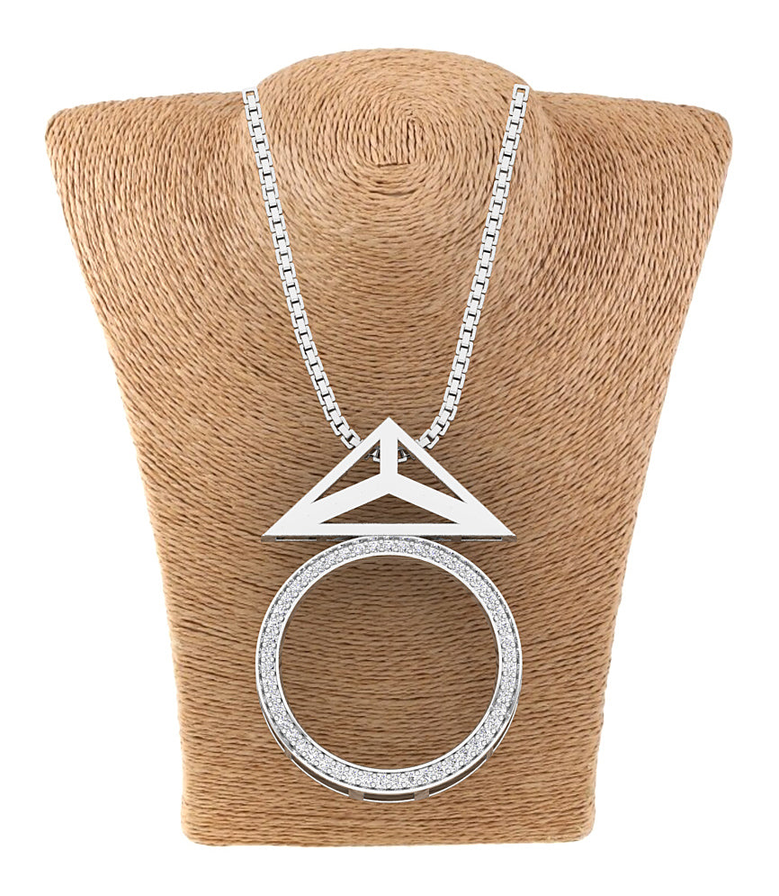 The Ethan Fashion Circle Pendant 14k Two-Tone Gold Natural Diamond Prong Set