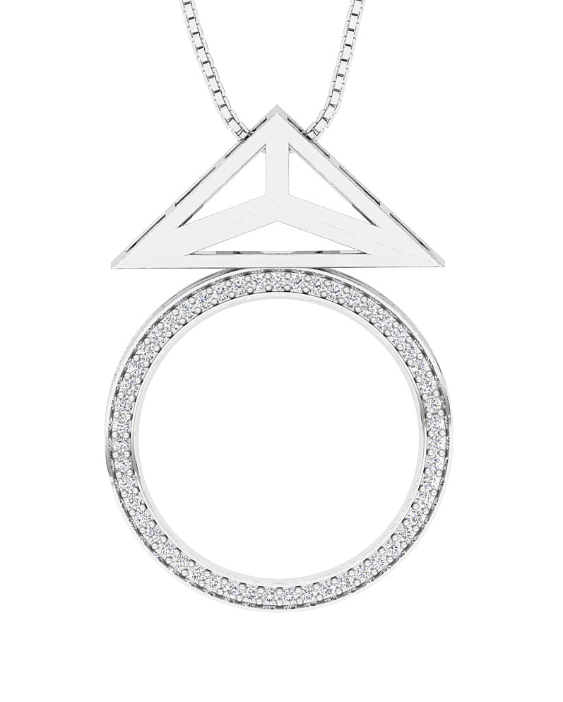 The Ethan Fashion Circle Pendant 14k Two-Tone Gold Natural Diamond Prong Set