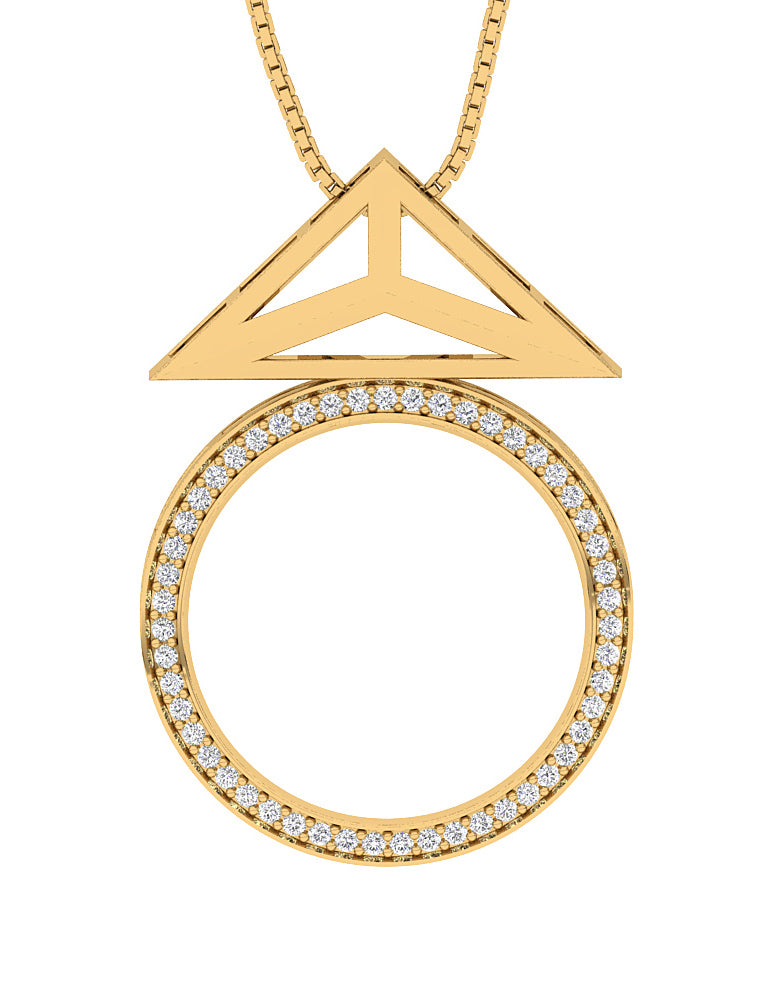 The Ethan Fashion Circle Pendant 14k Two-Tone Gold Natural Diamond Prong Set