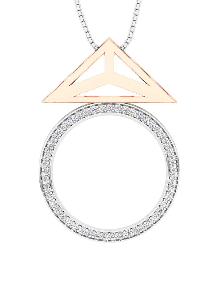 The Ethan Fashion Circle Pendant 14k Two-Tone Gold Natural Diamond Prong Set