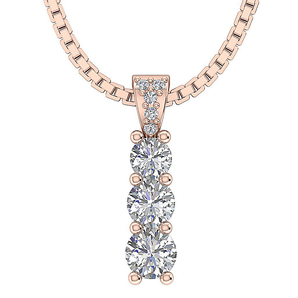 The Apollo 14k Gold Prong Set 3 Stone Journey Pendant