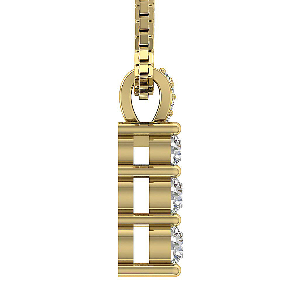 The Apollo 14k Gold Prong Set 3 Stone Journey Pendant