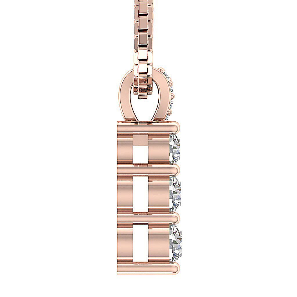 The Apollo 14k Gold Prong Set 3 Stone Journey Pendant
