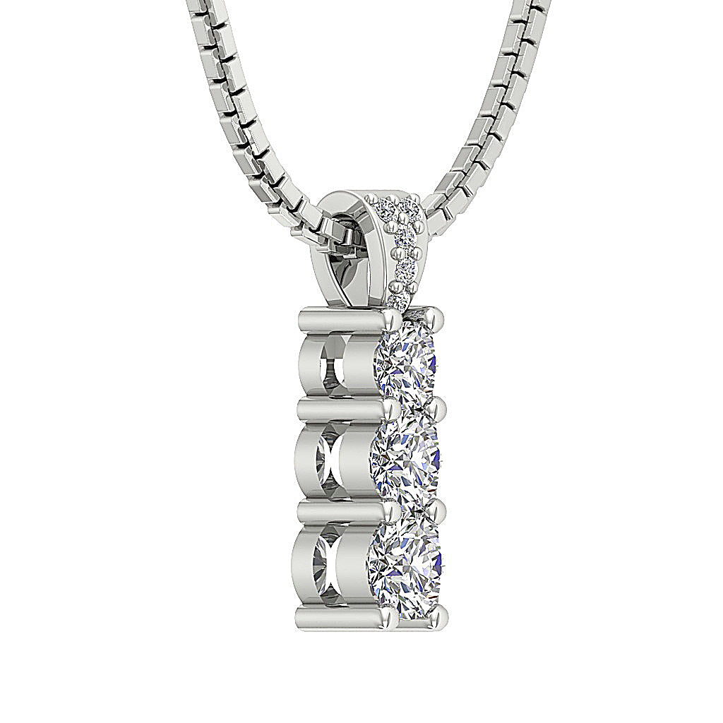 The Apollo 14k Gold Prong Set 3 Stone Journey Pendant