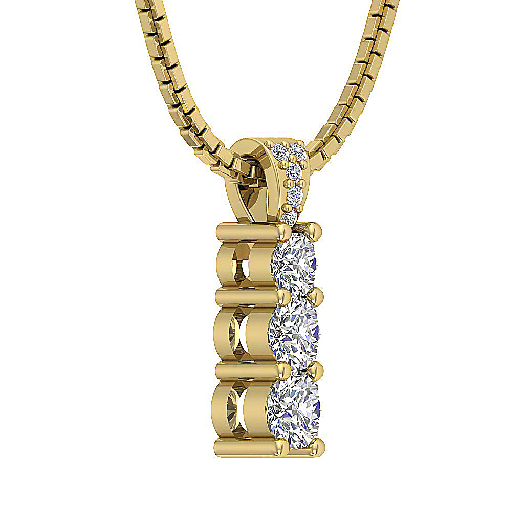 The Apollo 14k Gold Prong Set 3 Stone Journey Pendant