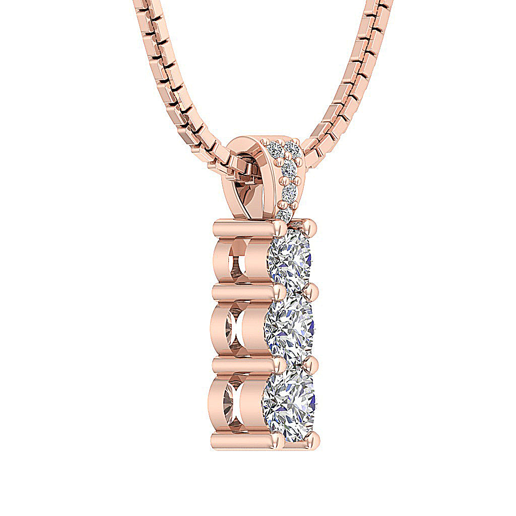 The Apollo 14k Gold Prong Set 3 Stone Journey Pendant