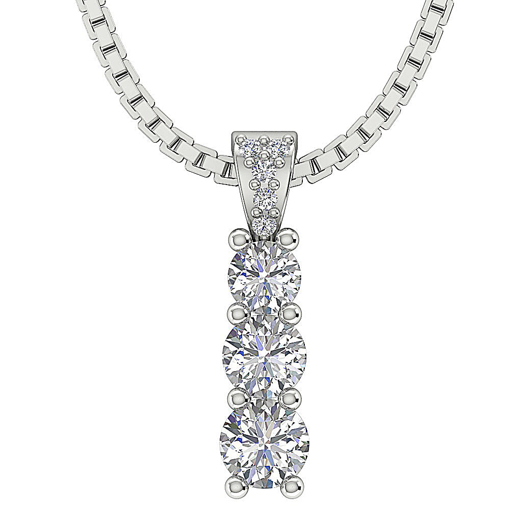 The Apollo 14k Gold Prong Set 3 Stone Journey Pendant