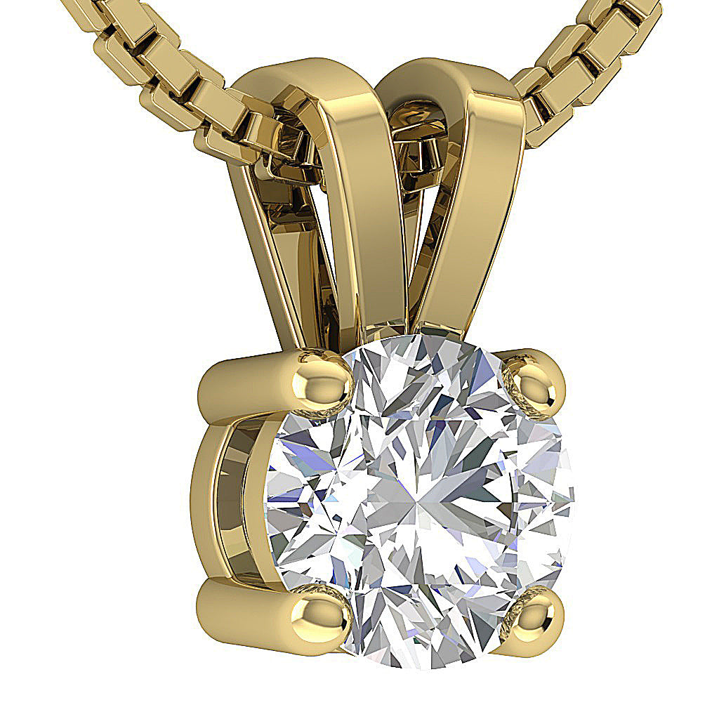 The Corbin Ladies Round Brilliant Cut Solitaire Diamond Pendant Necklace 14K Solid Gold