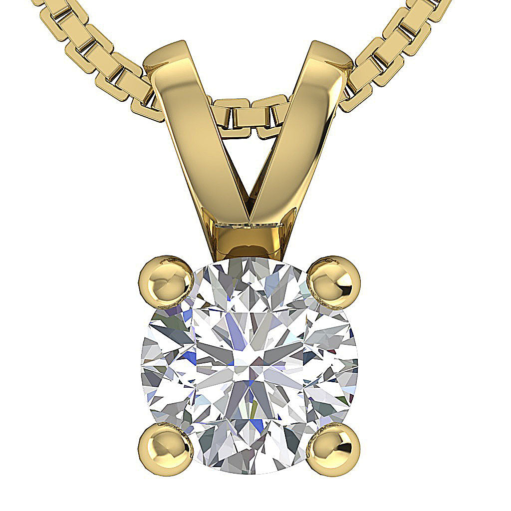 The Esteban 4 Prong Set Round Solitaire Diamond Pendant Necklace 14K White Gold