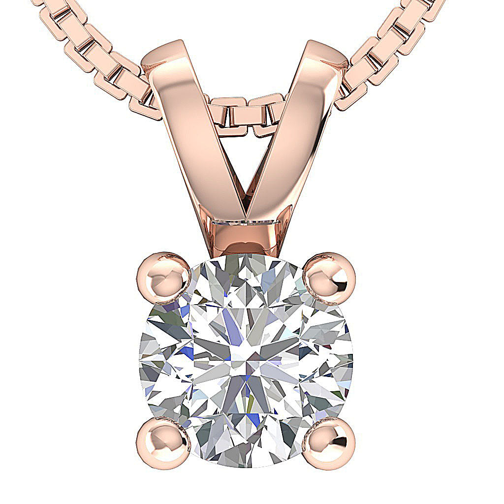 The Esteban 4 Prong Set Round Solitaire Diamond Pendant Necklace 14K White Gold