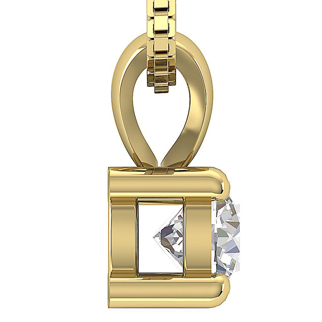 The Esteban 4 Prong Set Round Solitaire Diamond Pendant Necklace 14K White Gold