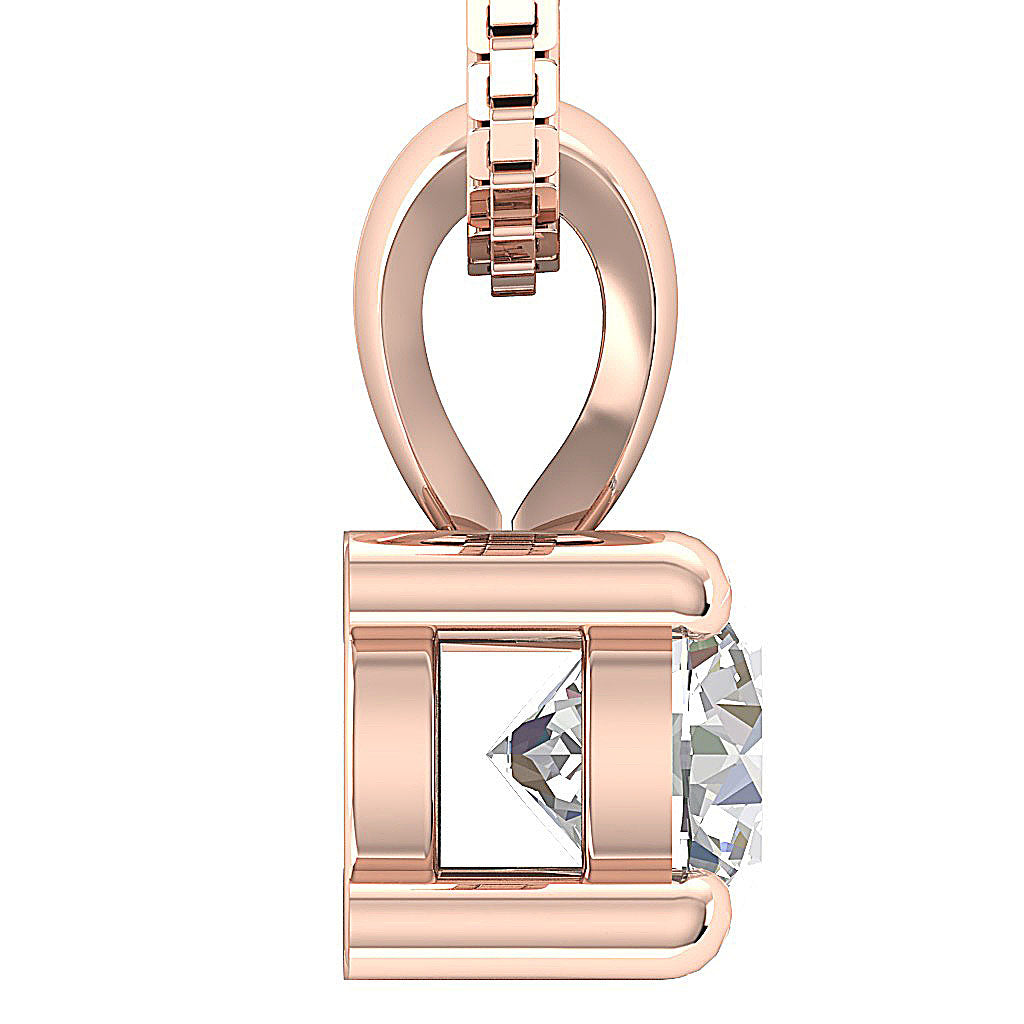 The Esteban 4 Prong Set Round Solitaire Diamond Pendant Necklace 14K White Gold