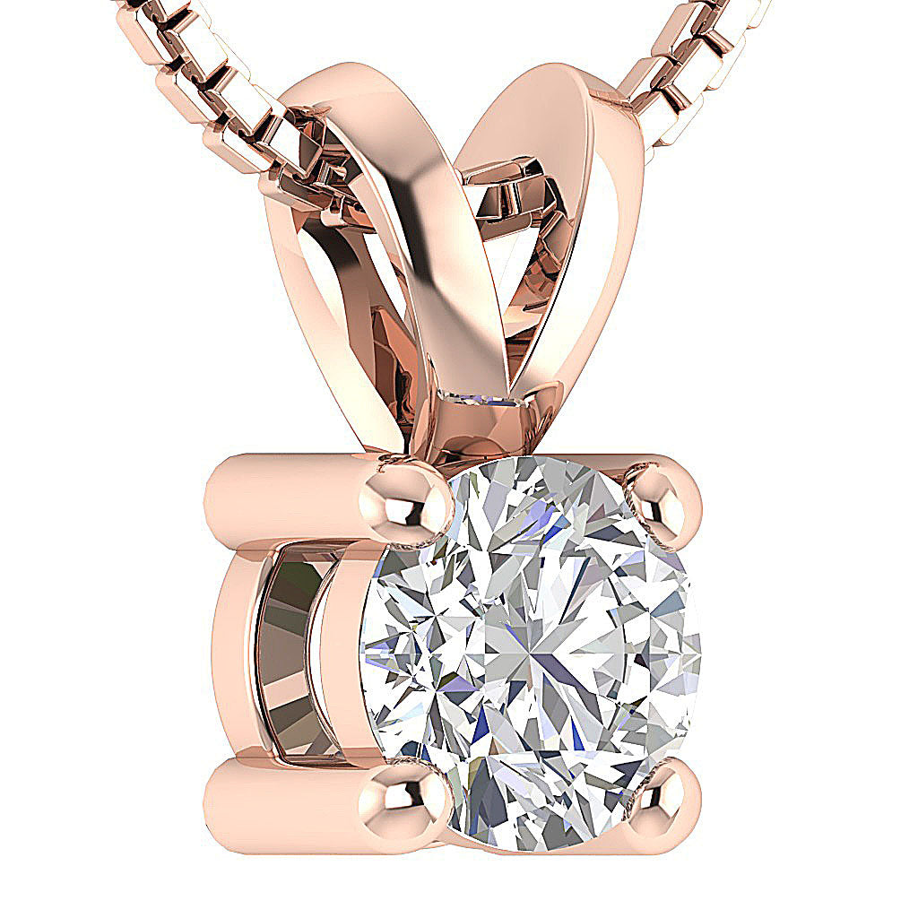 The Esteban 4 Prong Set Round Solitaire Diamond Pendant Necklace 14K White Gold