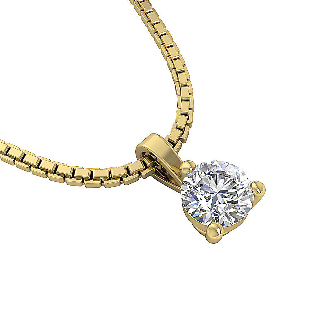 Classic Round Solitaire Diamond Necklace 14k/18k Yellow, White & Rose Gold in I1/SI1 G 0.50-1.00Carat
