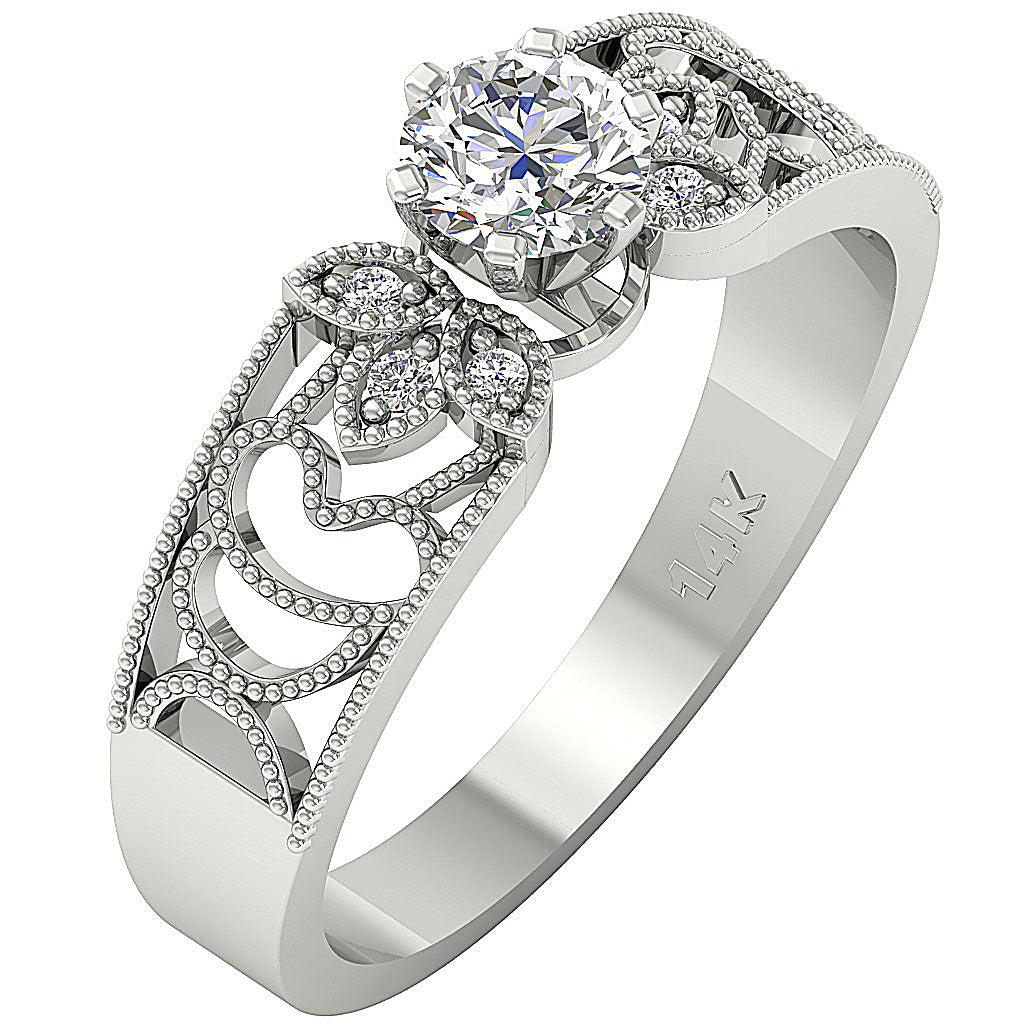 The Kolton 14k Yellow Gold Designer Milgrain Solitaire Anniversary Diamond Ring