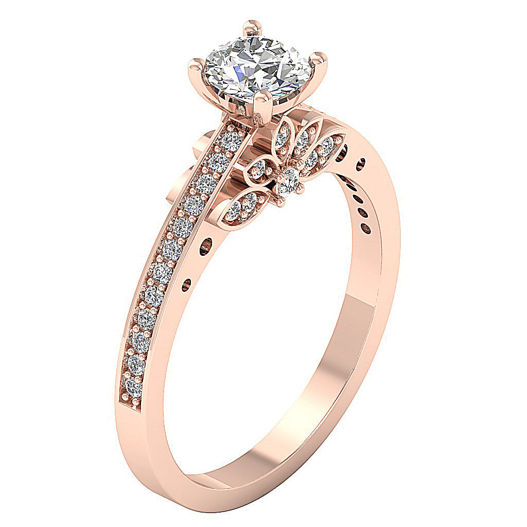 The Kieran Designer Genuine Diamond 14k Rose Gold Solitaire Engagement Ring