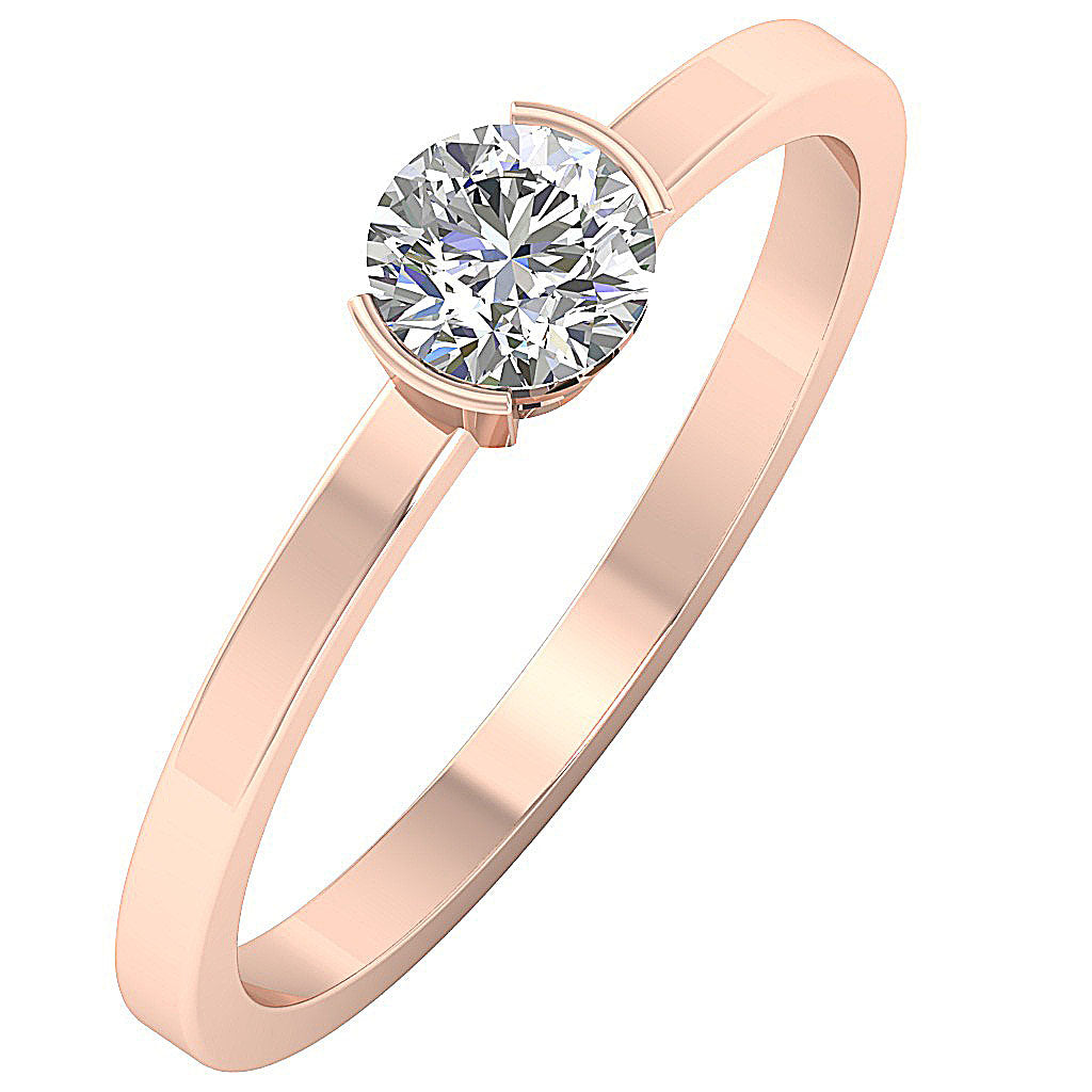 The Jakari 14k Solid Yellow Gold Round Solitaire Diamond Engagement Ring For Her