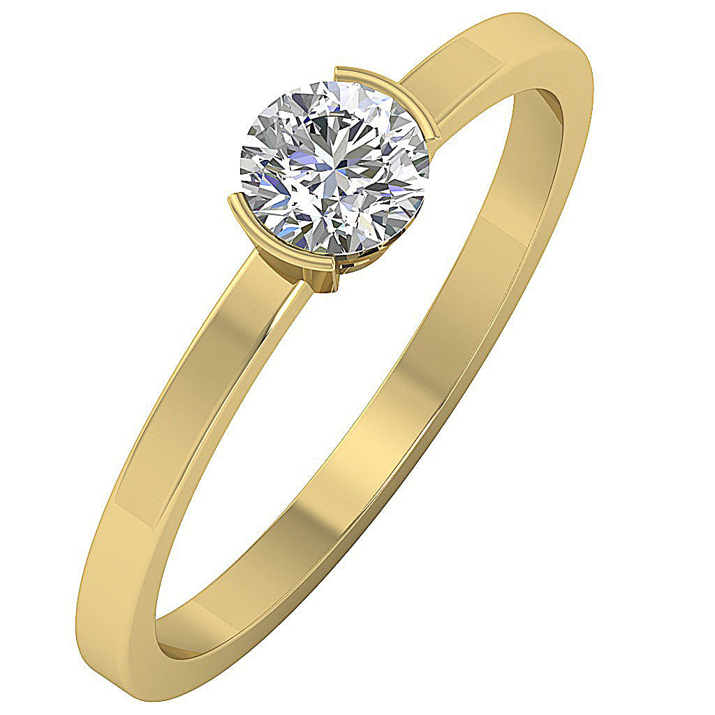 The Jakari 14k Solid Yellow Gold Round Solitaire Diamond Engagement Ring For Her