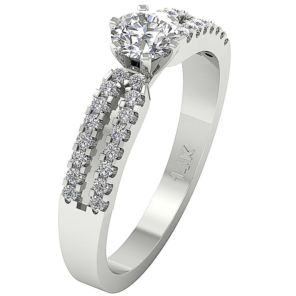 The Misael Solitaire With Accents Round Diamond Anniversary Ring 14k Solid Gold