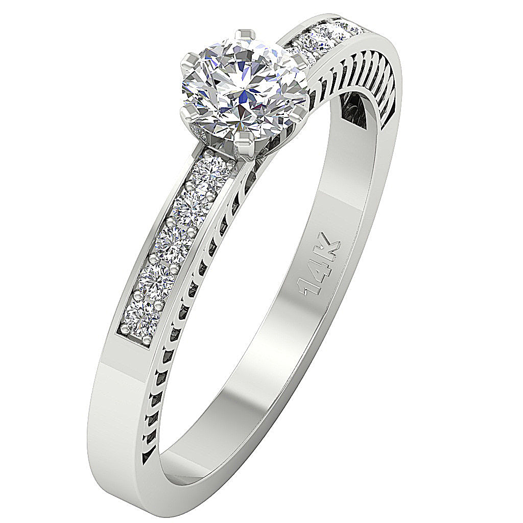 The Carmelo For Women Solitaire Engagement Ring 14k Solid Gold Round Diamond