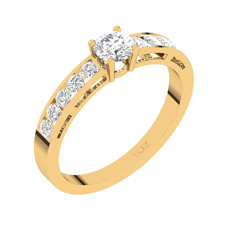 The Jake 14k Solid Gold Natural Diamond Solitaire Engagement Ring For Womens